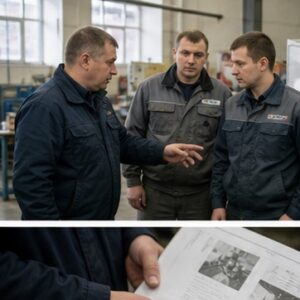Наставник объясняет работу станка